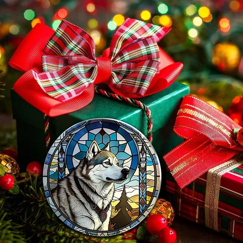 Vista 6 de Regalos de Malamute de Alaska - Adorno Navideño de Perro de Alaska 2025 Regalos de Perro de Alaska para Mujeres, Adorno de Malamute de Alaska