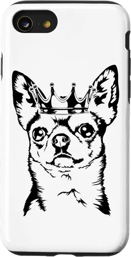 Vista 13 de Funda divertida para iPhone 14 con diseño de Chihuahua orgulloso con corona perro mamá perro