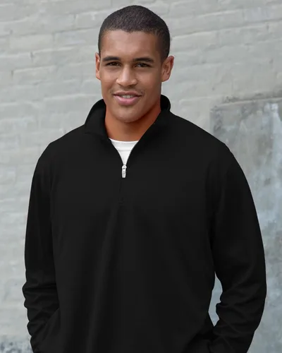 Vista 3 de Vantage Apparel Sudadera estándar universitaria micro malla de rendimiento negro con cremallera de 1/4 para hombre