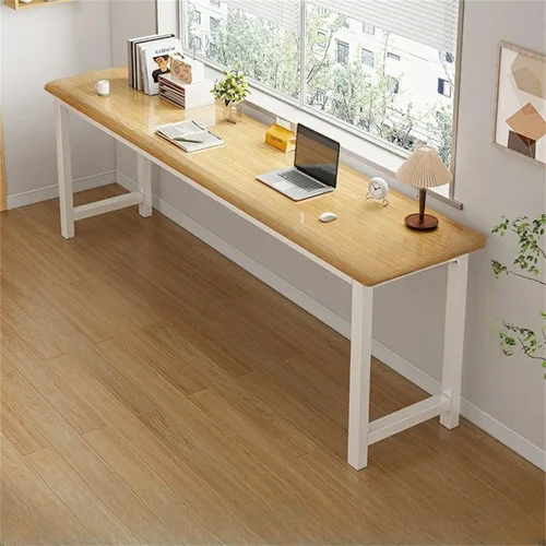 Vista 11 de Escritorio de oficina cuadrado de 15.7 pulgadas de frente a atrás, mesa larga rectangular para sala de estar, escritorio extra largo, estante