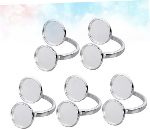 Vista 7 de EXCEART 10 piezas de soporte de anillo ajustable base de anillo bandeja de anillo soporte redondo en blanco base de cabujón bandeja de servir