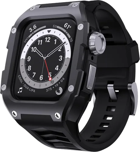 Vista 9 de Compatible con Correa de Reloj para Apple Watch de 44mm Correa Resistente para Hombre con Cubierta de Metal Inoxidable con Correa Militar a Prueba
