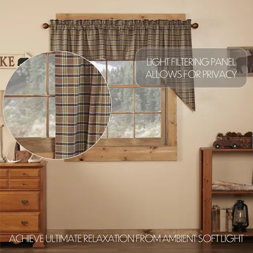 Vista 3 de VHC Brands Rustic & Lodge - Cortinas para ventana de cocina, par de festones Wyatt, marrón caqui