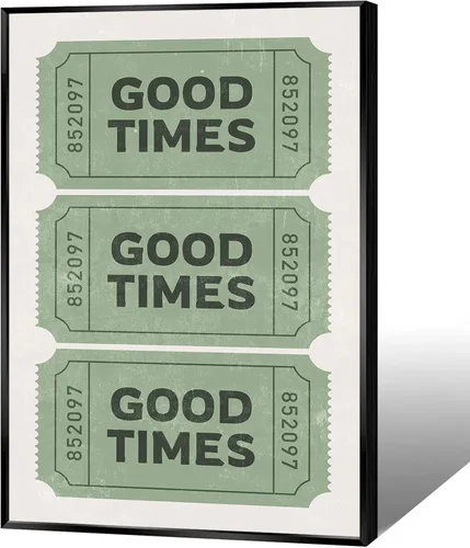 Vista 22 de Póster vintage negro con texto en inglés "Good Times" (Good Times) para habitación negra, estética, arte de pared, bar, carrito, impresiones