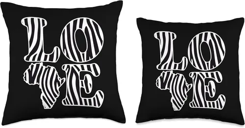 Vista 3 de Love Africa Map With Zebra Skin Pattern African Safari Throw Pillow