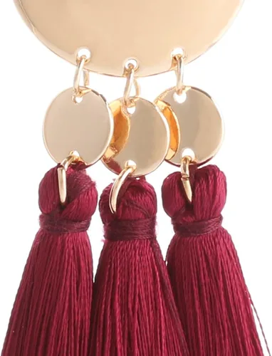 Vista 3 de Pendientes de borla para mujer, aretes de lana envueltos en borlas, Metal