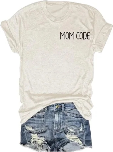 Vista 2 de Doble impresión mujeres código mamá verano casual béisbol manga corta camisetas tops mujeres blazers trabajo casual