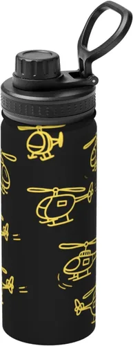 Vista 10 de Black Eagle - Hervidor de agua aislado de acero inoxidable Impresión divertida botella de agua aislada Ideal para deportes y viajes