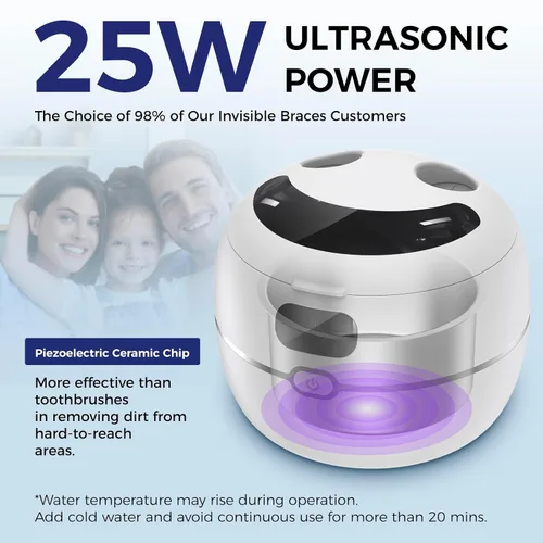 Vista 2 de Limpiador ultrasónico de retenedores para dentaduras, protectores bucales, frenillos, cabezales de cepillo de dientes, joyas, limpiador ultrasónico
