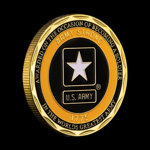 Vista 3 de Moneda de desafío de premio al soldado del ejército de los Estados Unidos, regalo graduado, medalla coleccionable, moneda conmemorativa chapada