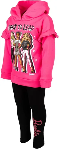 Vista 8 de Conjunto de sudadera con capucha de forro polar y leggings para niñas Barbie, desde niños pequeños hasta niños grandes (2T - 18-20)