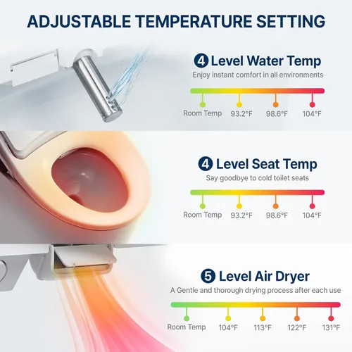 Vista 3 de Inus R32 - Asiento de inodoro eléctrico con calefacción y bidé alargado, agua caliente, asiento de inodoro de bidé con agua caliente de lujo