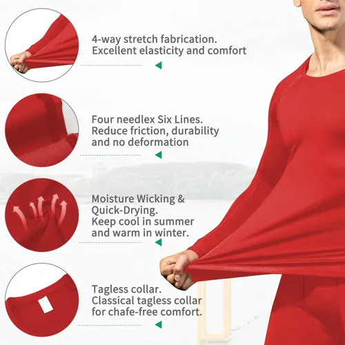 Vista 5 de Men's Long Sleeve Compression Shirts Dry Fit Workout Athletic Baselayers Running Shirts