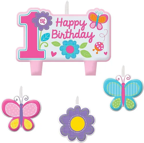 Vista 2 de amscan Sweet Birthday Girl - Juego de velas de cumpleaños, multicolor, 4 piezas