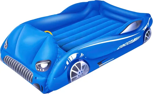 Vista 9 de Cama de aire para niños, colchón inflable para viaje de bebé con laterales, azul