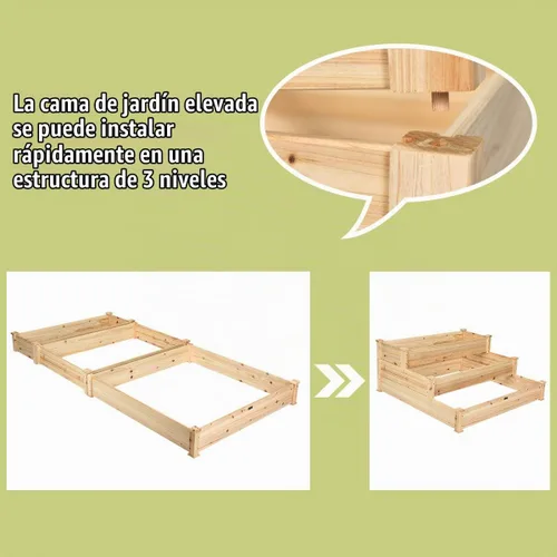 Vista 4 de GIANTEX Cama de jardín elevada de 3 niveles, maceta para exteriores, caja de cultivo de flores vegetales, kit de cama elevada elevada, contenedor