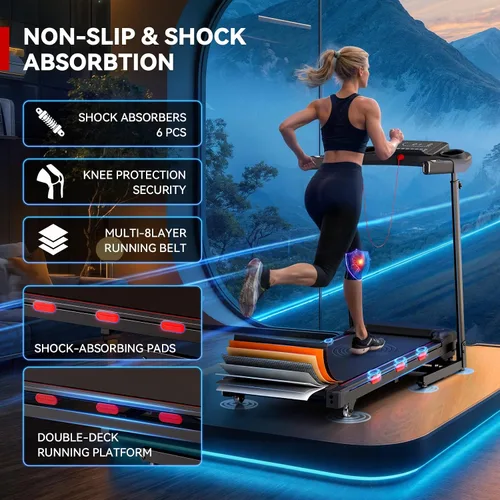 Vista 3 de Cinta de correr inclinada de 8.7 MPH para correr y caminar, cintas de correr BLDC silenciosas de 3.5 HP para el hogar con tecnología de doble