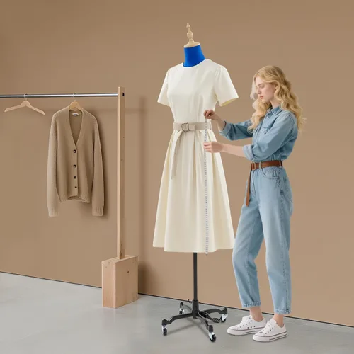 Vista 4 de Vestido femenino con forma de maniquí, altura ajustable de 51 a 75 pulgadas, soporte para el cuerpo, forma de vestido de costura para mujer con base