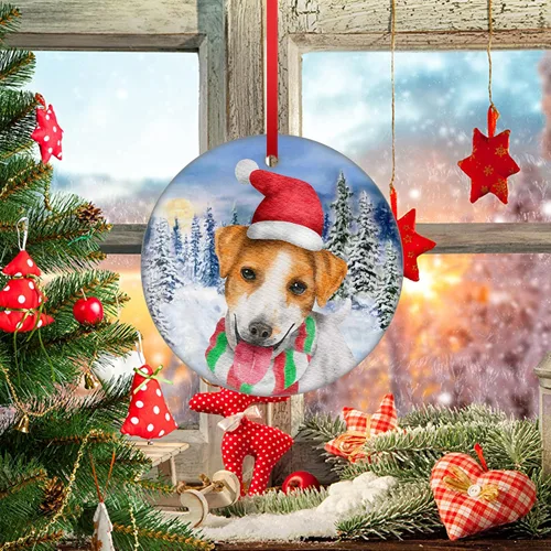 Vista 8 de Jack Russell Terrier - Adorno de Navidad para perro, adorno de Navidad para árbol de Navidad, adorno colgante para cachorro, adorno de cerámica