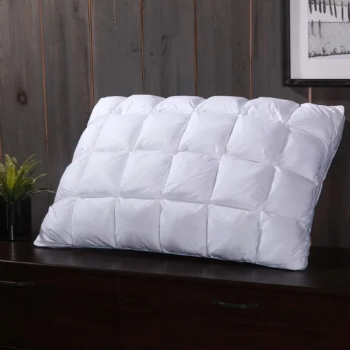Vista 5 de Royal Bedding Abripedic - Almohada de mezcla de plumón de ganso con forma de pan francés, relleno plisado de plumón de ganso y parte inferior plana