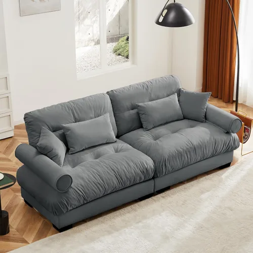 Vista 100 de Otomana beige para sofá modular modular, sofá individual, asiento otomano para sofá modular convertible, sofás de terciopelo para sala de estar