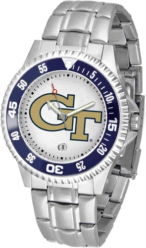 Vista 51 de SunTime Reloj de cuarzo de 1.575 in para hombre, correa de acero inoxidable de 0.787 in, esfera Gameday