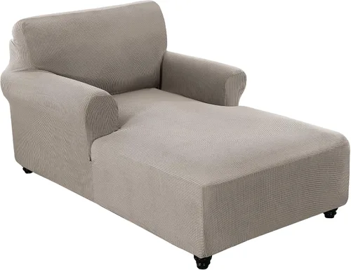 Vista 13 de FantasDecor Funda Elástica para Chaise Lounge Funda de Silla con Patrón de Celosía con Reposabrazos para Sala de Estar Dormitorio Doble Brazo Tela
