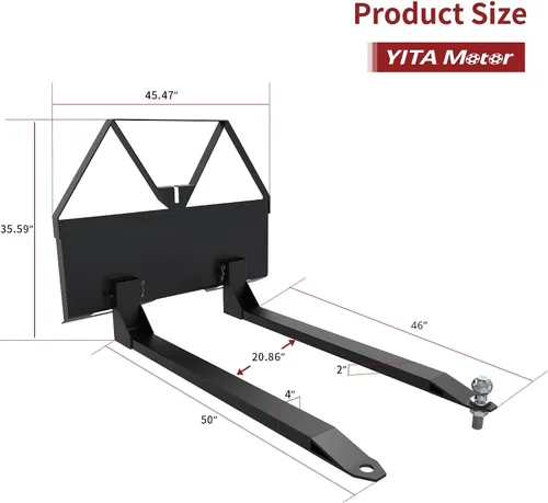 Vista 7 de YITAMOTOR Accesorio de horquilla de palet para minicargadora de 46" 2000lbs