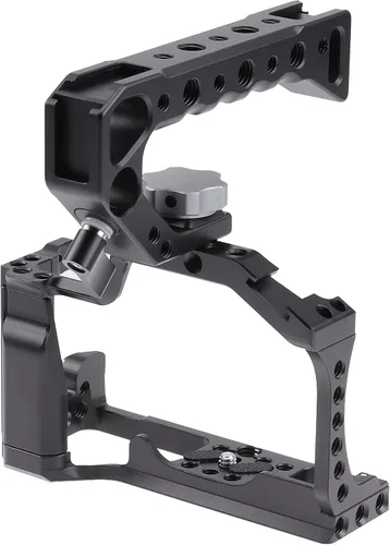 Vista 8 de Hersmay Jaula R5 R6 con mango superior, jaula de cámara de aleación de aluminio para cámaras Canon EOS R5 R6 sin espejo, Vlogging Video Shooting