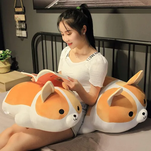 Vista 6 de Peluche Corgi Perro Shiba Inu Almohada de Peluche Animal de Peluche Niños Almohada de Peluche(Corgi, 80cm/31.4in)