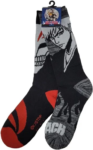 Vista 2 de Ripple Junction Bleach - Calcetines deportivos de anime para adultos paquete de 2 unidades Ichigo y máscara hueca con licencia oficial Negro