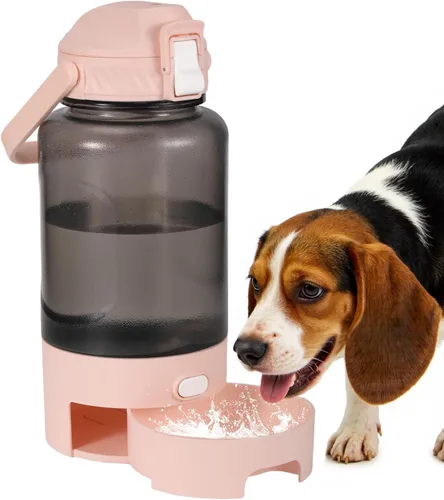 Vista 9 de Botella de agua para perros al aire libre, 50 onzas, a prueba de fugas, dispensador de agua portátil para mascotas con asa para viajes, senderismo