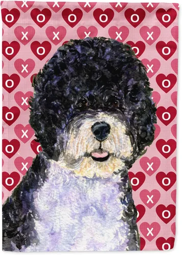 Vista 295 de Caroline's Treasures SS4484GF Bandera de jardín con diseño de bulldog inglés y corazones para el Día de San Valentín, bandera decorativa para patio