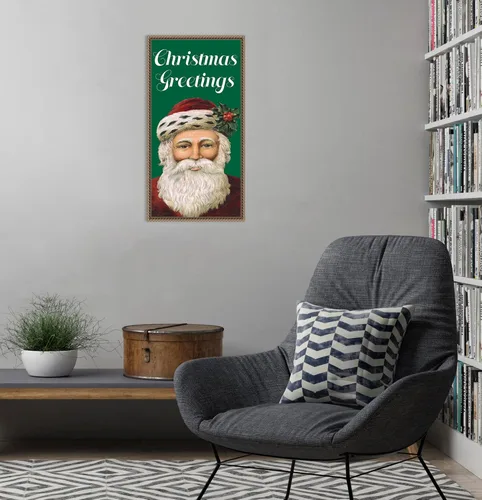 Vista 6 de Amanti Art Lienzo enmarcado para pared, 27 x 14 pulgadas, diseño retro de Santa Claus I por Alicia Longley, lienzo enmarcado para pared, obras