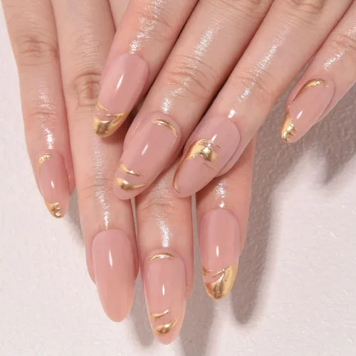 Vista 23 de evpct Uñas a presión bohemias 3D Nude con diseño de estrella dorada y 30 estrellas 3D de estilo bohemio