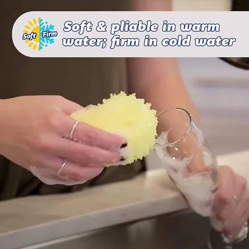 Vista 4 de Scrub Daddy Esponja – Aroma Fresco de Limón – Esponja Multiusos para Platos Sin Rayones – Sin BPA y Fabricada con Espuma de Polímero – Esponja
