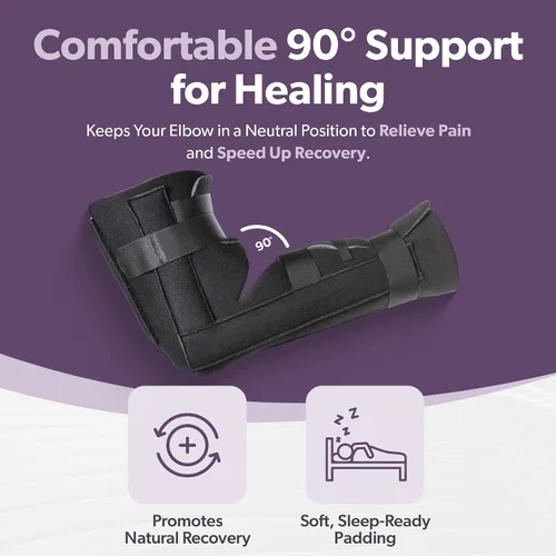 Vista 3 de BraceAbility Soporte inmovilizador de codo Férula de ortesis de antebrazo de brazo largo extraíble para antebrazo blando para suprarcondilo roto