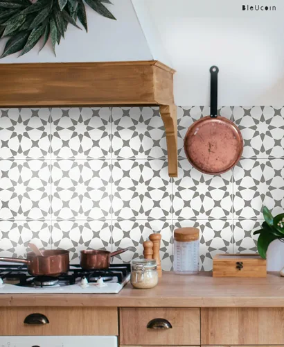 Vista 2 de Pegatinas de cola de milano del Pacífico para azulejos de vinilo autoadhesivo contra salpicaduras para cocina y baño, resistente al agua