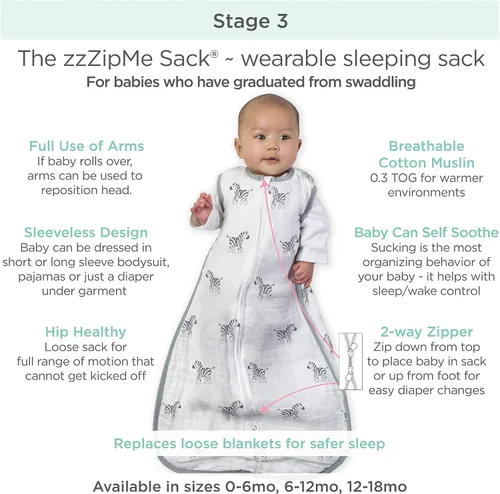 Vista 5 de Amazing Baby Saco de dormir de muselina