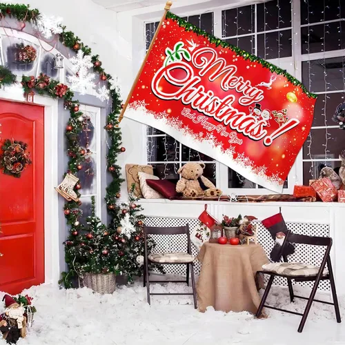 Vista 7 de NASIAN Banderas de Navidad de 3 x 5 para exteriores, banderas de Feliz Navidad de doble cara para exteriores, bandera de Feliz Año Nuevo, decoración