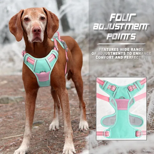 Vista 30 de BARKBAY - Arnés para perro sin tirones con clip frontal, material resistente y reflectante, asa de fácil control para pasear perros grandes
