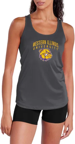 Vista 305 de Camiseta deportiva sin mangas oficial de NCAA Collegiate para mujer, con espalda cruzada, colección con logotipo primario