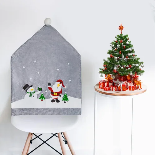 Vista 7 de Phedrew 6 piezas de fundas para sillas de Navidad, fundas para sillas de comedor de Navidad, sombrero de Papá Noel, fundas para respaldo de silla
