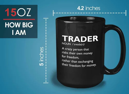 Vista 6 de Taza de café del mercado de valores – Definición del comerciante Crazy Person – Day Trader Brokers Asesor financiero Inversor Ahorro de oficina