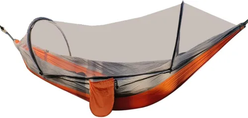 Vista 8 de Hamaca automática de mosquitera de apertura rápida, hamaca de poste de campamento al aire libre, mecedora de nailon antivuelco, 102.4 x 55.1 in
