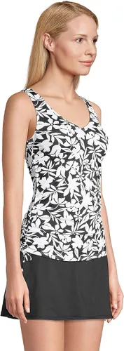 Vista 4 de Lands' End Traje de baño tankini largo resistente al cloro con cuello en V ajustable y tirantes ajustables