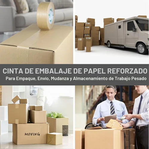 Vista 7 de BOMEI PACK Paquete de 2 cintas de papel kraft reforzadas, cinta de embalaje autoadhesiva de papel engomado, para embalaje resistente, envío, mudanza