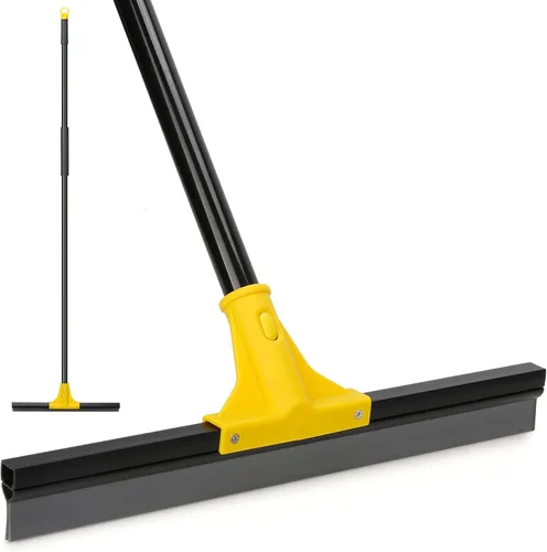 Vista 10 de Escurridor de Piso con Mango Telescópico Largo de 59'', Escoba de Goma Resistente de 18" para Hormigón, Azulejos de Baño, Garaje, Terraza