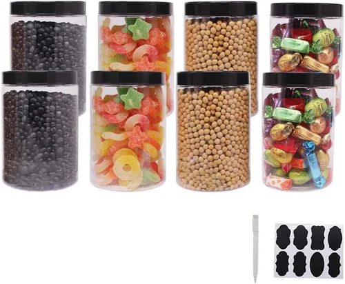 Vista 9 de zmybcpack Paquete de 12 tarros de plástico de 10 onzas con tapas, tarro