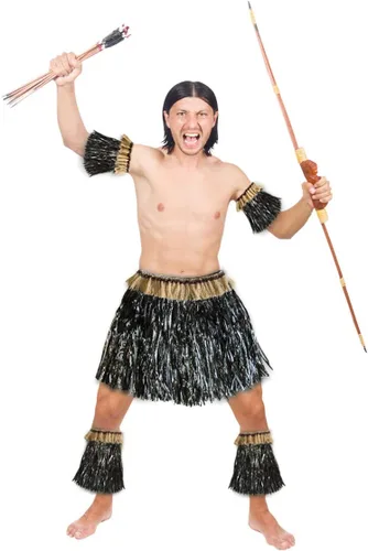 Vista 3 de Conjunto de disfraz elástico hawaiano para fiesta de hierba hula para mujeres y hombres